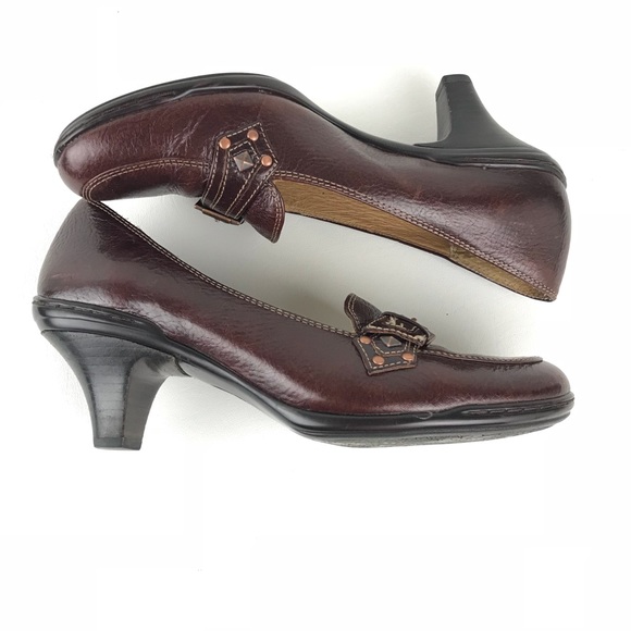 Sofft Loafer Pumps Pebble Leather Kitten Heel - Picture 2 of 8